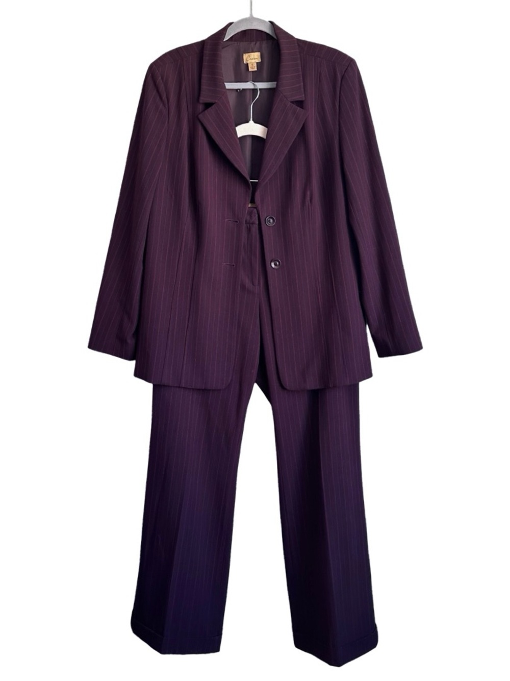 Caslon Women's Plum Pinstripe Pantsuit Size 14 Business Preppy Fall Workwear EUC